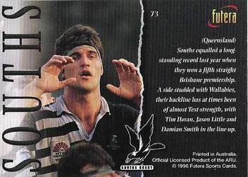 1996 Futera Rugby Union #73 Souths, QLD Back